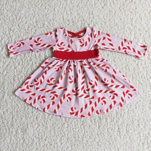 Baby Christmas Infant Toddler Kid Baby Girls Dress Red Pattern Long Sleeve Twirl Party Dresses For Girl New Year Xmas