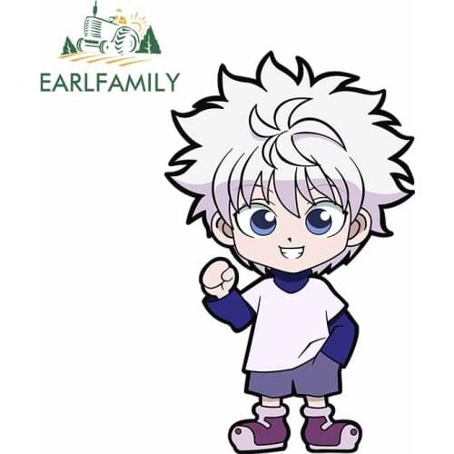 EARLFAMILY 13cm x 8.1cm for Hunter X Hunter Killua Zoldyck Cute Trunk Car Stickers Anime Windows Windshield VAN Cartoon Decal