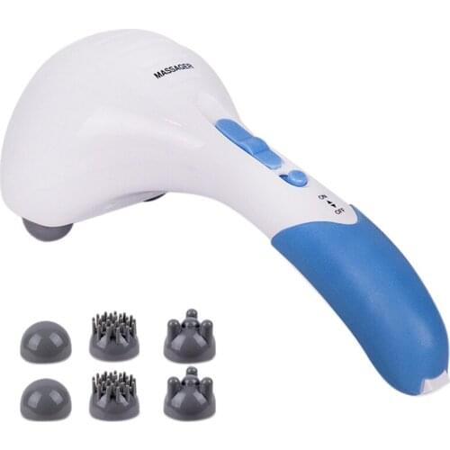 Electric Handheld Massager Cartoon Dog Double-Headed Massage Stick Relax Stick Roller with 6 Massage Heads EU Plug