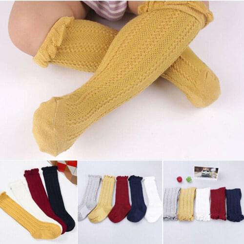 Newborn Baby Toddler Boy Girls Knee Stockings Cotton Cute Long Hosiery Breathable Knit Over Thigh Stockings