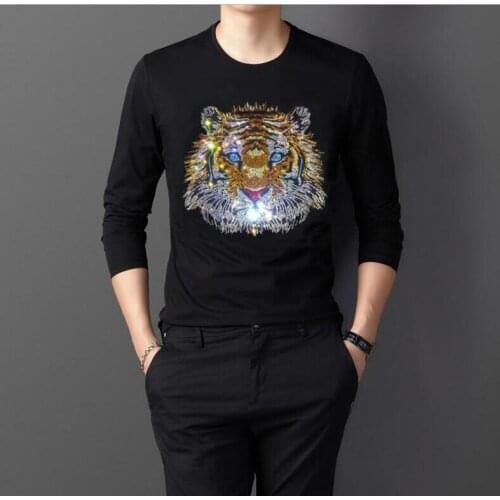 Hot drill long tshirt Rhinestones Men Pants Streetwear long shirts
