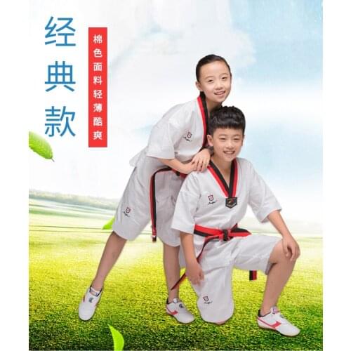 Cotton Adult children Taekwondo Clothes Set Short-sleeves Long Sleeves Taekowndo Clothes