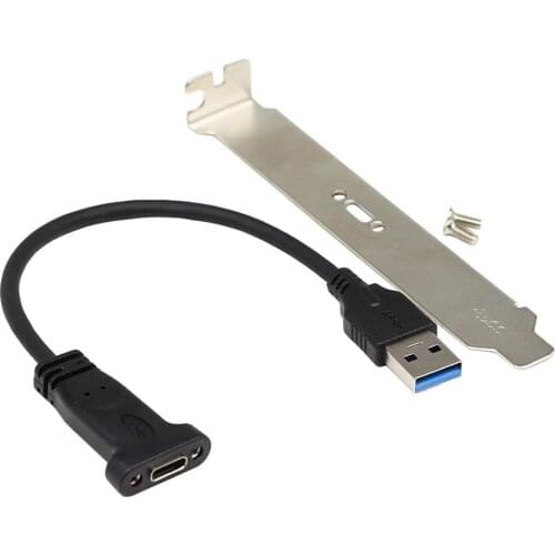 USB A 3.0 to USB C Front Panel Header Cable, USB A 3.0 Male to USB Type C FemalePanel Mount Extension Cable Data Sync and Chargi