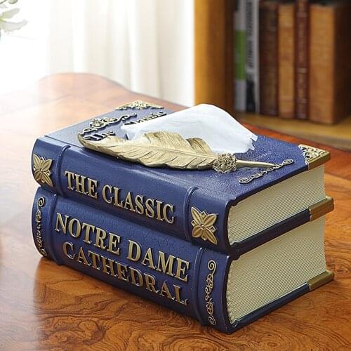 European Style Living Room Tissue Box Resin Pumping Box Household Creative American Retro Book Storage Box Paper Pumping Box