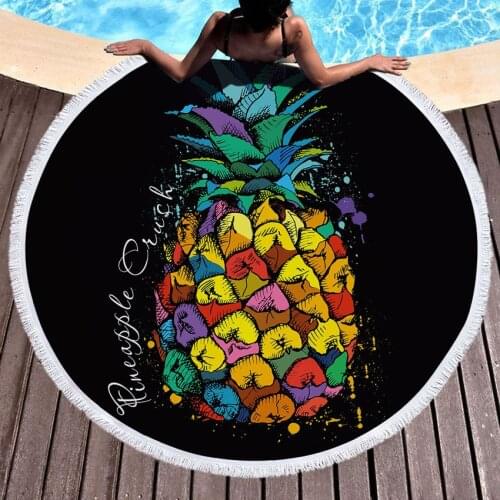 Thick Microfiber Round Beach Towel Pineapple Shower Bath Towels Summer Circle Yoga Mat Tassel toalla de playa serviette de plage