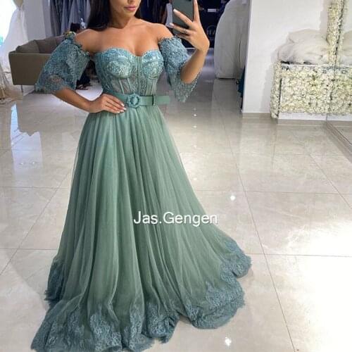 High Quality Lace Ballgown vestidos formales Prom Dresses Sweetheart Sheer Illusion with Seqarate Sleeves Bridal Evening Gowns