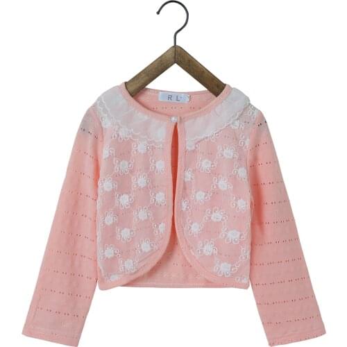 RL 2021 Girls Jackets White Pink Shrug Sweater Spring weet Kids Cardigan Girls Clothes For 2 3 4 5 6 7 8 9 10 11 Years Girls