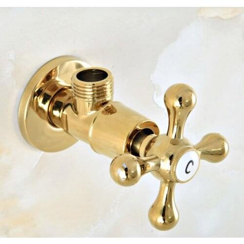 One Gold Color Brass Bathroom Hardware Accessories 1/2" male Angle Stop Valve Dav013