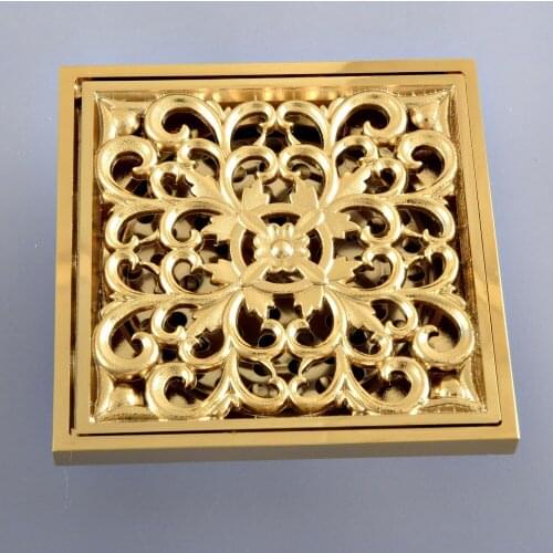 Gold Color Brass Bathroom Floor Anti-odor and Insect-Proof Shower Drain Dhr095