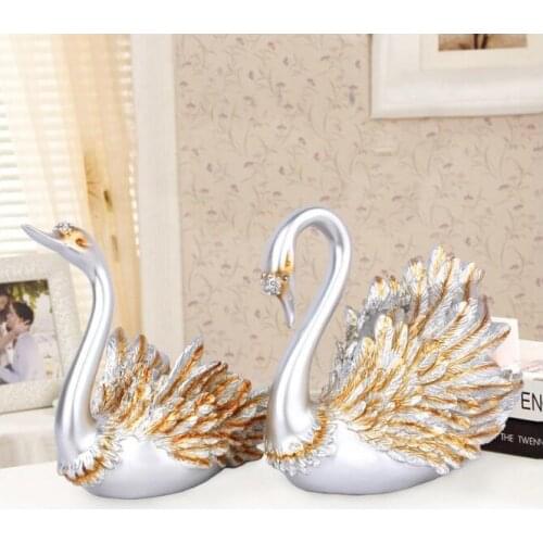 Swan Couple Model Statue Figurine Resin Home Ornaments Decor Wedding Gift Sculpture Living Room Decoration Accessories