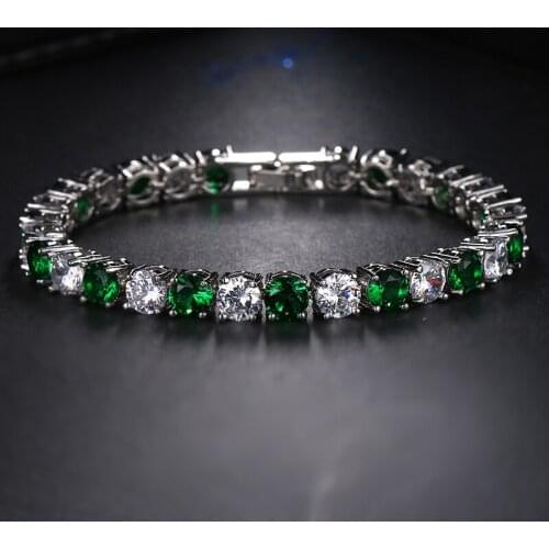 Hot Sales SparkingTrendy Green Round Zircon Bracelet High Grade Fashion Decoration Wedding Bracelets For Women Gifts B-056