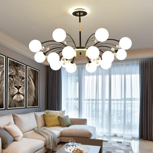 Modern Led Chandeliers Nordic Glass Ball Chandelier Lighting Living Room Pendant Kitchen Hanging Lamps Creative Light Fixtures
