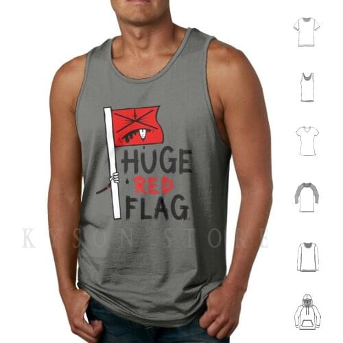Huge Red Flag Tank Tops Vest 100% Cotton True Crime Crime Red Flag Red Flags Danger Warning Ssdgm Murderino Stranger