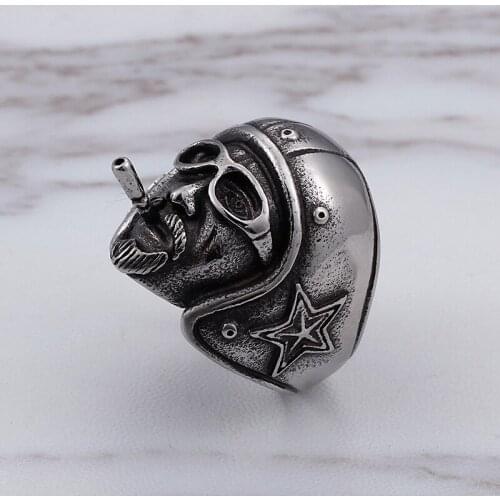 New retro mens titanium steel ring soldier head baseball cap Uncle Cigarette