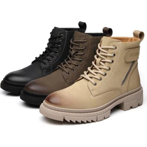 High Quality Men Martin Ankle Boots Autumn Winter Warm Male Casual Dress Shoes Lace Up Leather Flats