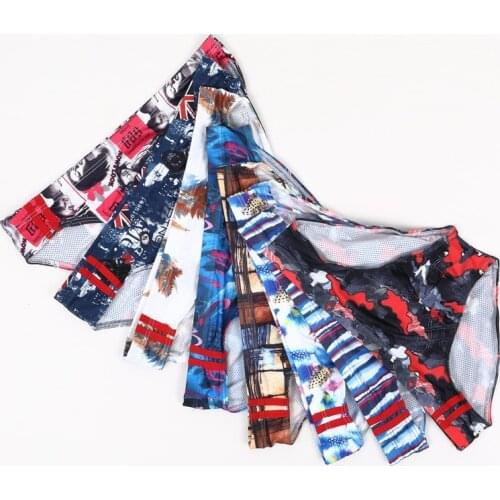 Wholesale Briefs Mens Underwear Printing Soft Underpants Sexy Low Waist Triangle Panties 8pcs/pack Male Lingerie Hombre Cueca
