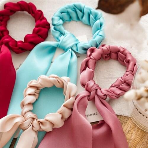 New Fashion Hand-woven Knotted Streamer Large Intestine Ring Women Girls Elastic Hair Bands Hair Accessoriesr Headwear