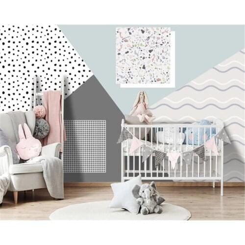 Beibehang behang Custom size wallpaper modern Nordic small fresh geometric abstract wave dot decorative background 3D wallpaper