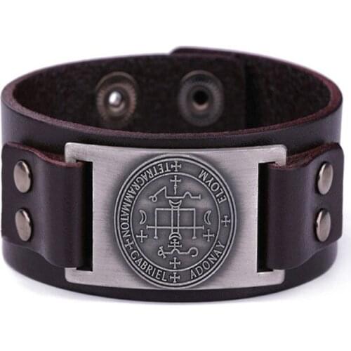 Wholesale Jewelry Women Men Leather Bracelet Great Archangel Name GABRIEL Written And Strange Pattern Provide Dropshipping