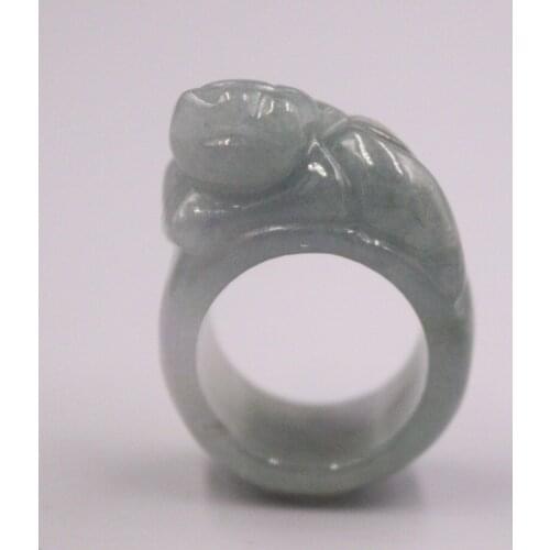 Genuine Real Natural Grade A Jade Oil-Green Jadeite Wealth Animal Pixiu Ring For Men Size 9.5