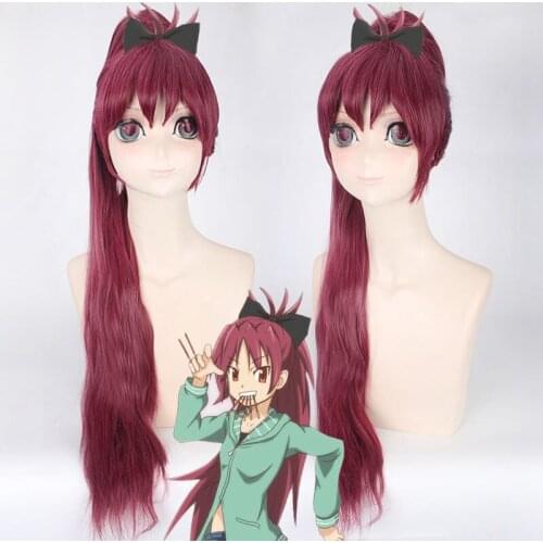 Puella Magi Madoka Magica Sakura Kyouko Cosplay Wig with Clip Ponytail 80cm long Synthetic Wigs Heat Resistant fiber fake hair