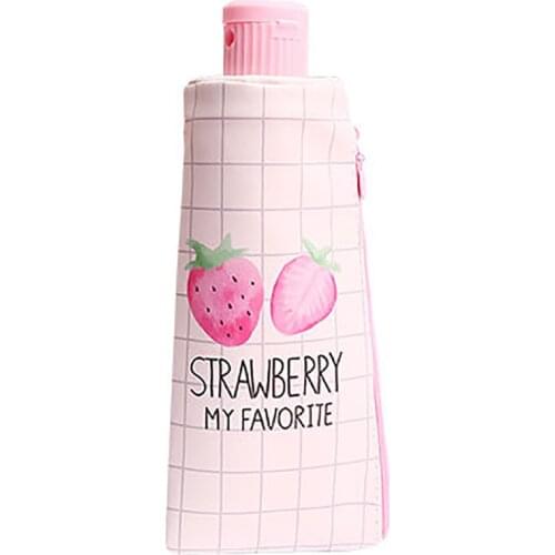 Toothpaste pencil bag with sharpener cute strawberry printed pencil case pen holder box stationery kids rewards school supplies