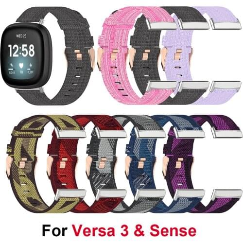 Woven Fabric Straps Compatible with Fitbit Versa 3/Sense, Adjustable Replacement Wristband Bands for Fitbit Versa 3 Smart Watch