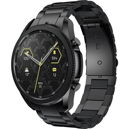 GORPIN Compatible for Samsung Galaxy Watch 3 45mm Bands, No Gaps 22mm Titanium Metal Watch Strap Smartwatch, Black