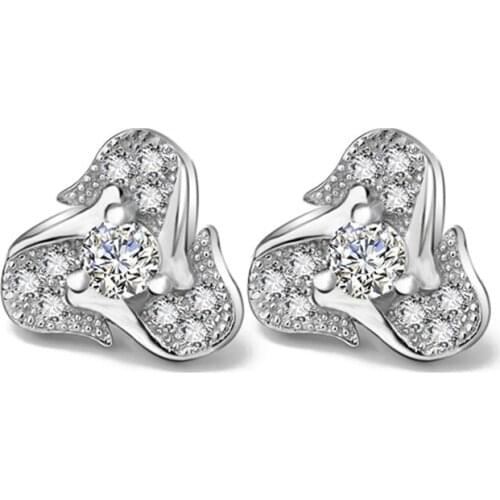 GNE1074 100% Fine 925 Sterling Silver Earring Beauty Lovely Crystal CZ Shiny Stud Earrings Fashion Jewelry For Women