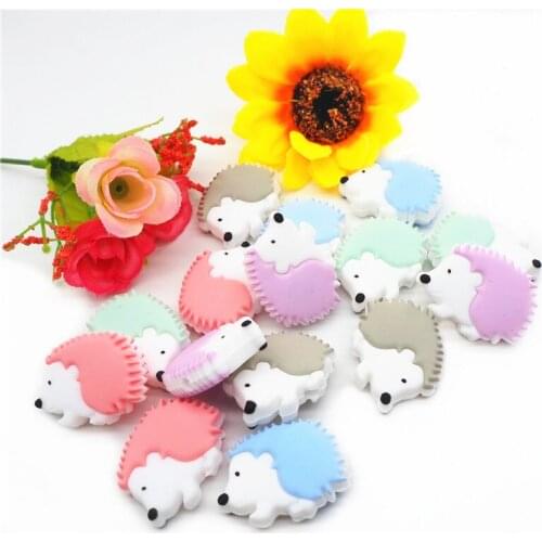 Chenkai 50PCS Hedgehog Silicone Teether Beads DIY Animal Cartoon Baby Chewing Pacifier Dummy Sensory Jewelry Toy Making Beads