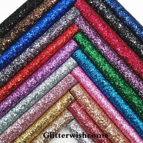 Glitterwishcome 21X29CM A4 Size Synthetic Leather, Chunky Glitter Leather fabric Vinyl for Bows, GM021A
