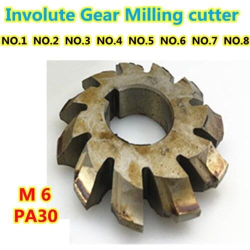 PA30 M6 HSS Involute Gear Milling cutter NO.1 NO.2 NO.3 NO.4 NO.5 NO.6 NO.7 NO.8 high quality Free shipping