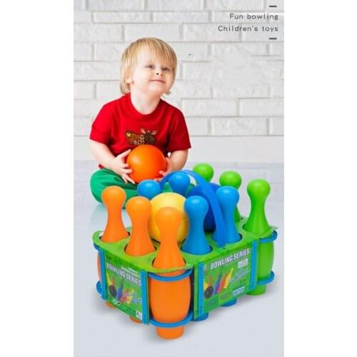 2021 Top Small Plastic Bowling Pin Bowling Ball Set Fun Indoor Family Games Educational