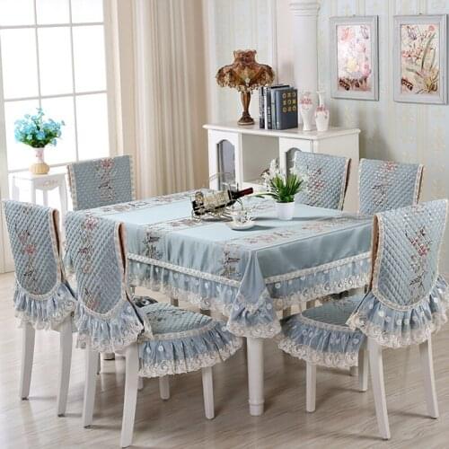 Home Decoration European Chinese Set Fashion Lace Embroidery Table Cloth Chair Pad Embroidered Tablecloths And Fresh