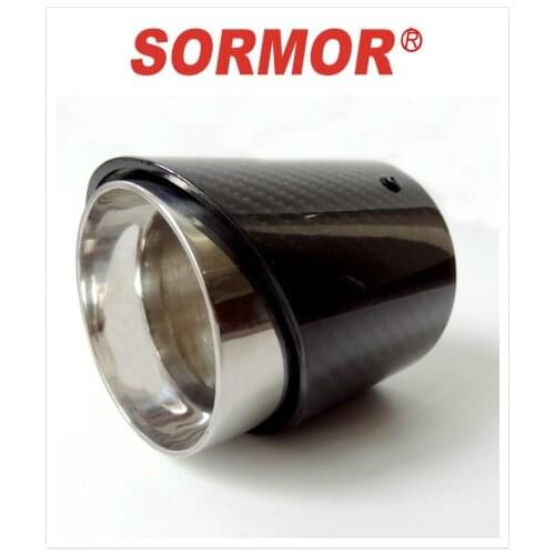 Car Exhaust Systems glossy carbon fiber and silver stainless steel black muffler for mini cooper universal exhaust tip