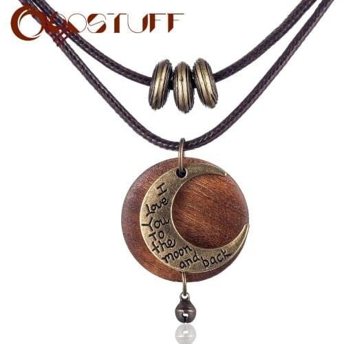 Moon " I Love You to the Moon and Back" Chokers Woman Necklaces Vintage Wood Jewelry Necklace for Women collares mujer kolye