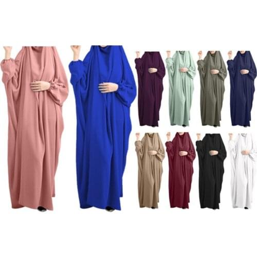 Muslim Women Hijab Dress Prayer Garment Eid Hooded Jilbab Abaya Long Khimar Full Cover Ramadan Gown Abayas Islamic Clothes 2021