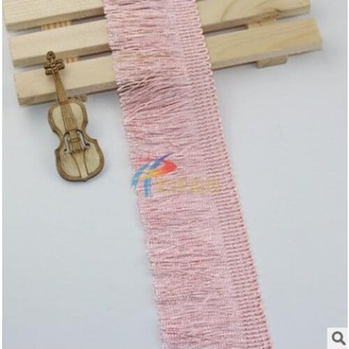 1PC DoreenBeads Polyester Lace Trim 5cm Wide Winter Autumn Garment Scarf Skirt Curtains DIY Accessory Light Tan Pink About 0.9m