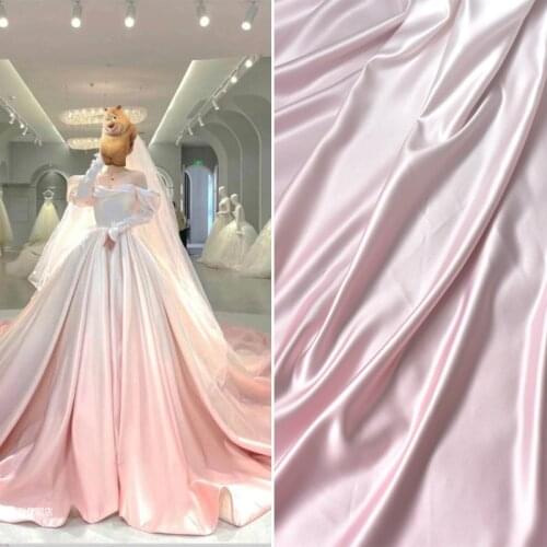 1 Yard High Quality Smooth Flowing Ombre Satin Fabric Cherry Pink White fabric For DIY Sewing Wedding gown Bridal Prom Evening