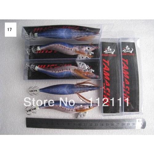 10pcs fishing lure, squid jigs , 3.5#,13.5cm,22g, packed with plastic box with card(NO.17)