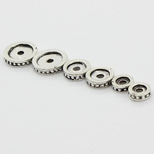 100pcs/lot Tibetan Silver Metal Spacer Rondell Bead 6 8 10mm With Big Hole Fit DIY Handmade Bracelet Jewelry Making Findings
