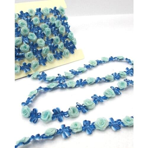 2 Yards Woven Rococo Ribbon Trim with Orange Ombre Flower Buds|Decorative Floral Ribbon|Scrapbook Materials|Clothing|Decor