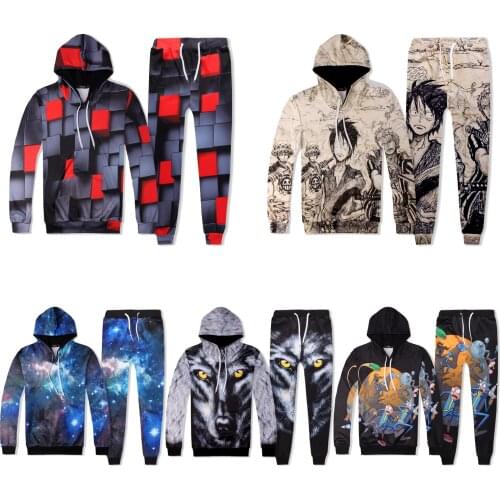 2021 Mens Womens Sports Jogging Red Checkerboard Galaxy Star Wolf Shells Hip-hop Hooded Sweatshirts Sweatpants Tracksuits Sets