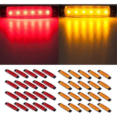 20x 3.8" Amber 6-LED Side Marker Indicator Lights Car Vehicles Clearance