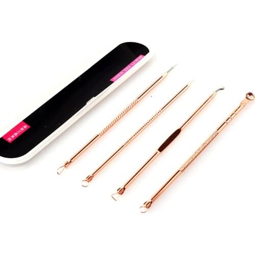 4PCS Blackhead Comedone Acne Pimple Belmish Extractor Vacuum Blackhead Remover Tool Spoon Face Skin Care Cleaner Tool