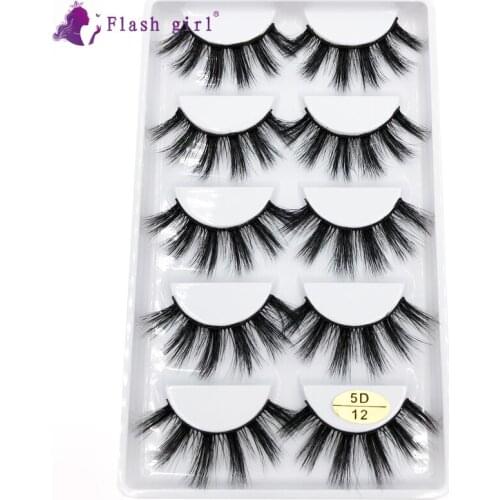 Flash Girl 3D Mink Natural Slender Eyelash 5 Pairs Colorful Charming Eyelash Extensions Makeup Private Label