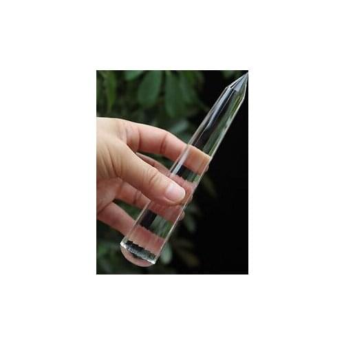 6.2" Natural 99.99% Clear Quartz Crystal 18 Sided Vogel Style Wand Point Healing 199g