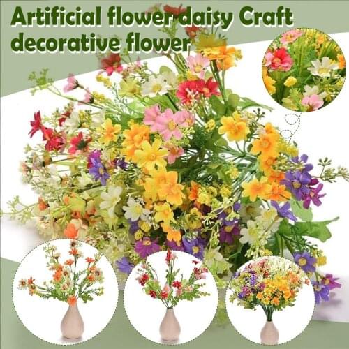 6pcs Artificial Daisy Flower Faux Silk Wildflowers Wedding Bouquet Home Room Table Decorative Indoor Outside Garden Decoration