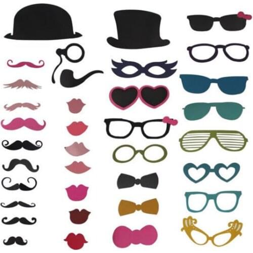 Free shipping 10bags wedding party phto booth props favors of 36pcs/bag paper glasses bowtie hat musache props supplies