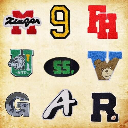 Large 3D towel chenille English letter patch clothing embroidery Decal childrens and womens clothing name accessories Badge